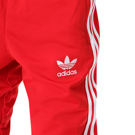 Adidas Originals - Pantalon Jogging Enfant Bandes Brodées SST CF8560 Rouge Blanc