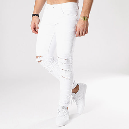 Jean slim blanc troué store