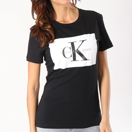 Calvin Klein Tee Shirt Femme Tanya 40 Noir Blanc LaBoutiqueOfficielle