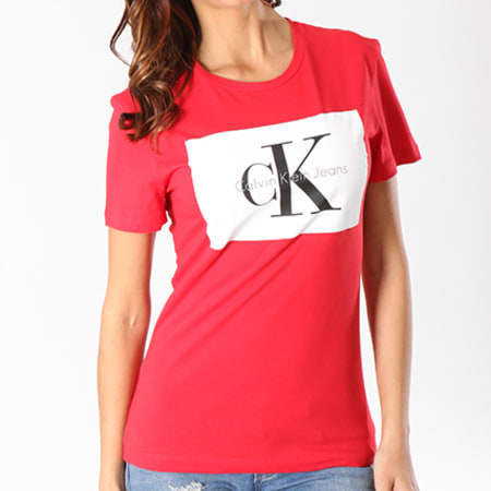 Calvin Klein Tee Shirt Femme Tanya 40 Rouge Blanc LaBoutiqueOfficielle