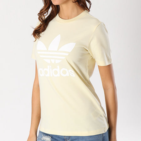 Adidas Originals - Tee Shirt Femme Trefoil CV9893 Jaune Pale