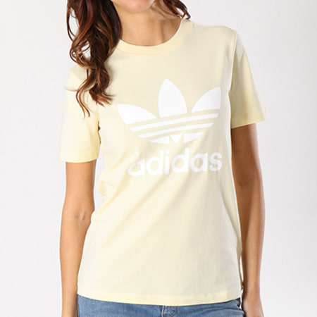 Adidas Originals - Tee Shirt Femme Trefoil CV9893 Jaune Pale