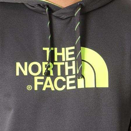 The North Face - Sweat Capuche Halfdome T92XL Gris Anthracite Jaune Fluo 