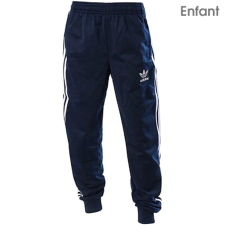 Adidas Originals - Pantalon Jogging Bandes Brodées Enfant SST CF8563 Bleu Marine Blanc