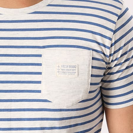 The Fresh Brand - Tee Shirt Poche SHTF102 Beige Chiné Bleu Marine
