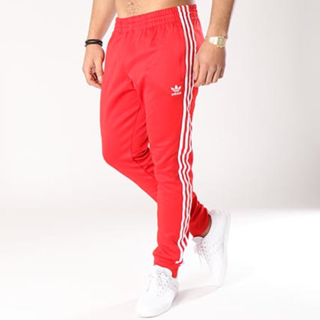 Adidas Originals - Pantalon Jogging Bandes Brodées Beckenbauer CW1276 Rouge Blanc