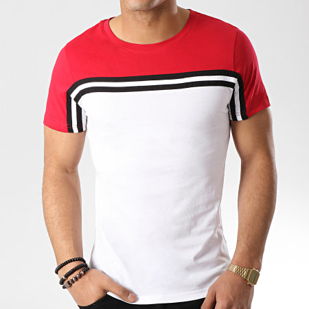 LBO - Tee Shirt Avec Bandes 400 Rouge Blanc 