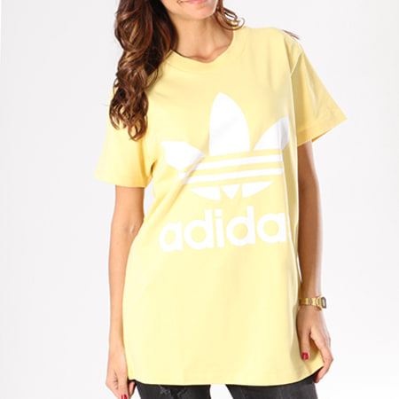 Adidas Originals - Tee Shirt Oversize Femme Big Trefoil CE2438 Jaune