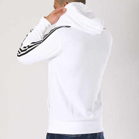 Adidas Performance - Sweat Zippé Capuche Essential 3 Stripes CE1920 Blanc Noir 