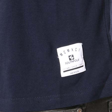 South Pole - Tee Shirt Capuche Avec Bandes 18121-1475 Bleu Marine