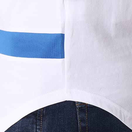 MTX - Tee Shirt Oversize Bande Brodée C3027 Blanc Bleu Clair Doré