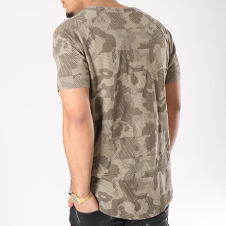 Timberland - Tee Shirt Oversize Camo Linear A1MB Vert Kaki Camouflage