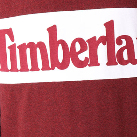 Timberland - Tee Shirt Manches Longues Linear A1MB Bordeaux Chiné Blanc