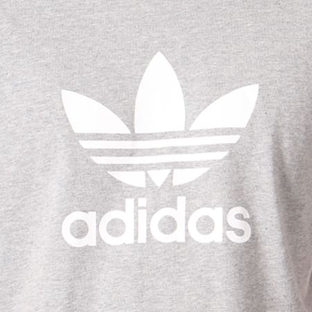 Adidas Originals - Tee Shirt Trefoil CY4574 Gris Chiné Blanc