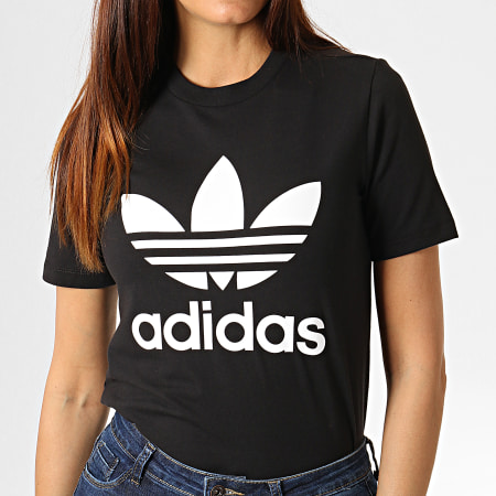 Adidas Originals - Tee Shirt Femme Trefoil CV9888 Noir Blanc 