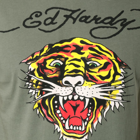 Ed Hardy - Tee Shirt Hard Vert Kaki