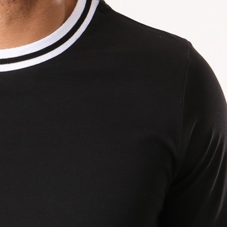 LBO - Tee Shirt Manches Longues Avec Col Et Manches Retro 399 Noir