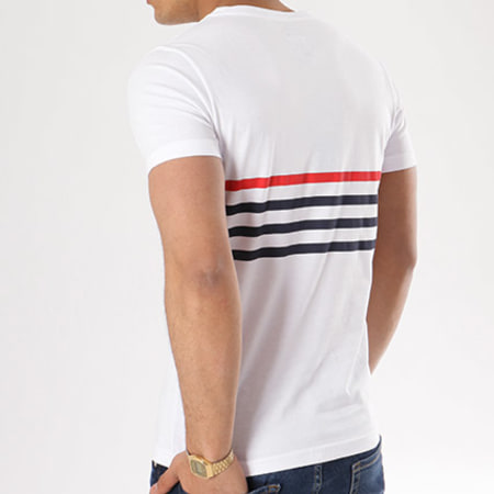 LBO - Tee Shirt Poche Avec Rayures 412 Blanc Bleu Marine Rouge
