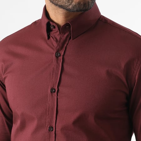 LBO - Slim Fit Camisa de Manga Larga 401 Burdeos