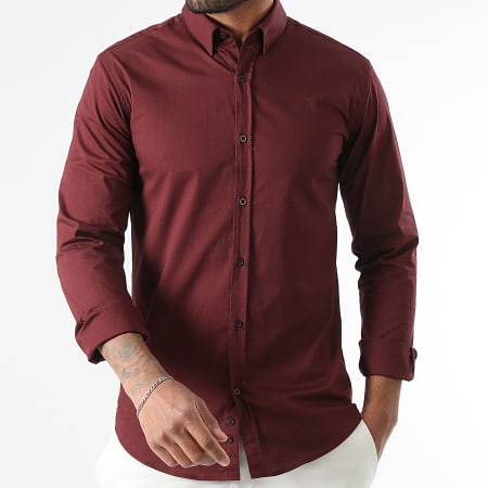 LBO - Slim Fit Camisa de Manga Larga 401 Burdeos