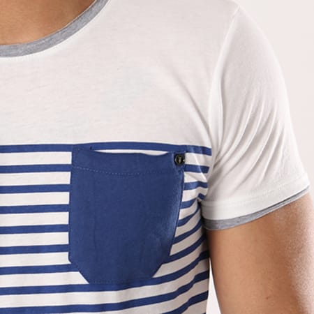 Le Temps Des Cerises - Tee Shirt Poche Matheo Blanc Bleu Marine