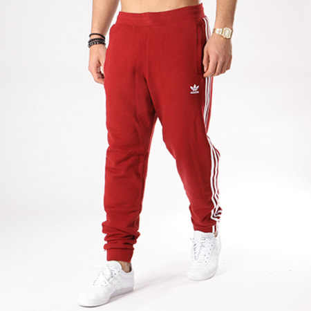 Adidas Originals - Pantalon Jogging Bandes Brodées 3 Stripes CW2428 Rouge Blanc