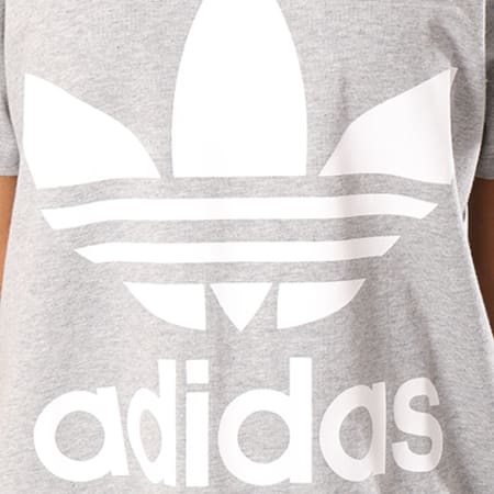 Adidas Originals - Tee Shirt Oversize Femme Big Trefoil Gris Chiné