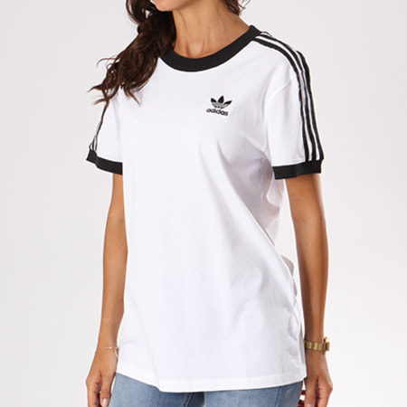 Adidas Originals - Tee Shirt Femme 3 Stripes CY4754 Blanc Noir
