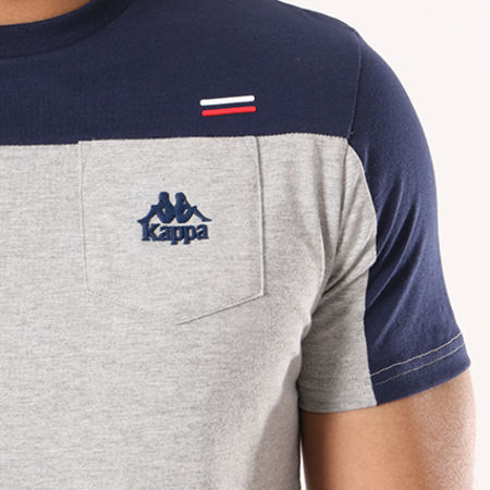Kappa - Tee Shirt Poche Authentic Dayley Gris Chiné Bleu Marine