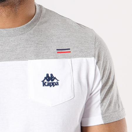 Kappa - Tee Shirt Poche Authentic Dayley Blanc Gris Chiné