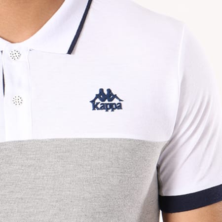 Kappa - Polo Manches Courtes Authentic Rowdy Gris Chiné Blanc