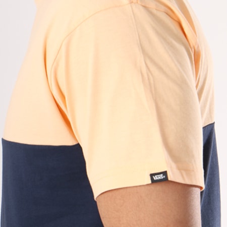 Vans - Tee Shirt Colorblock Bleu Marine Abricot