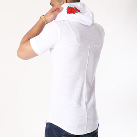 Hechbone - Tee Shirt Oversize Capuche Par Blanc Floral