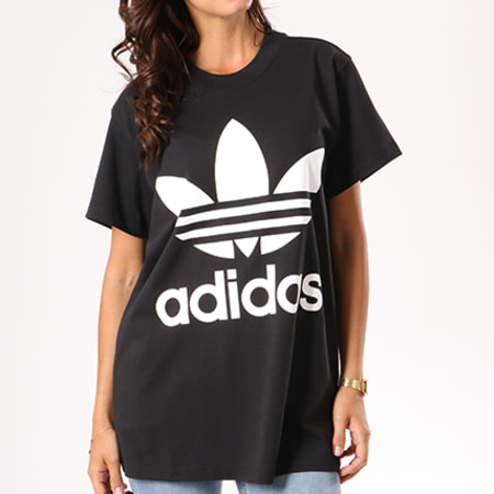 Adidas Originals - Tee Shirt Oversize Femme Big Trefoil CE2436 Noir Blanc