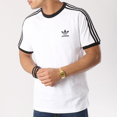 Adidas Originals - Tee Shirt 3 Stripes CW1203 Blanc Noir