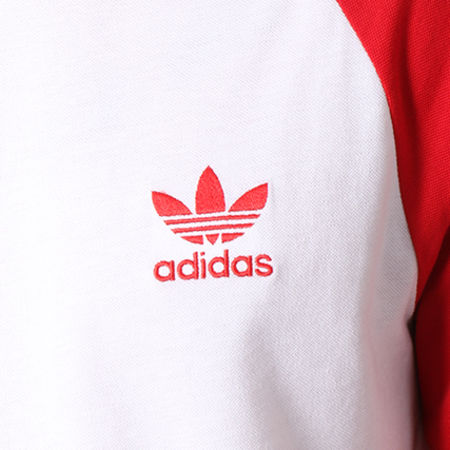 Adidas Originals - Tee Shirt Manches Longues 3 Stripes CW1231 Blanc Rouge