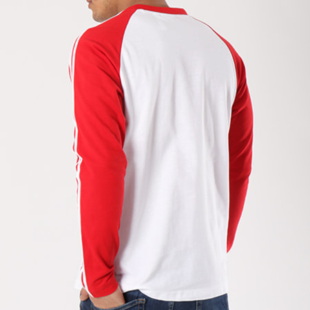 Adidas Originals - Tee Shirt Manches Longues 3 Stripes CW1231 Blanc Rouge