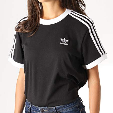 adidas - Tee Shirt Femme 3 Stripes CY4751 Noir Blanc 