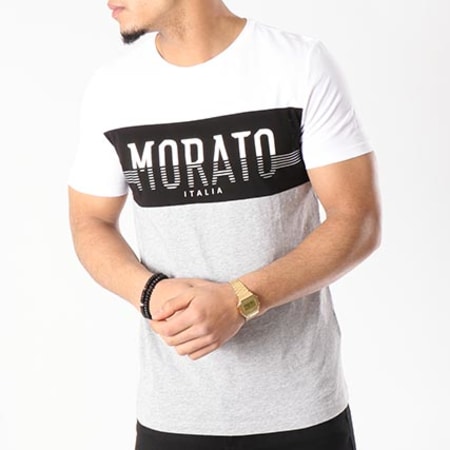 Antony Morato - Tee Shirt MMKS01167 Blanc Gris Chiné Noir