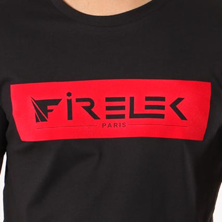 Firelek - Tee Shirt Logo Feutrine Noir Rouge