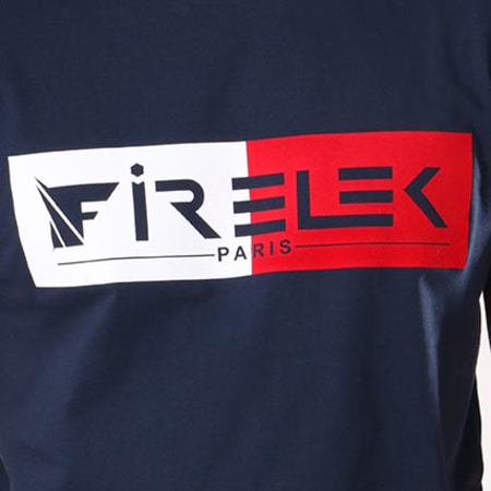 Firelek - Tee Shirt Logo Bicolore Feutrine Bleu Marine Rouge Blanc