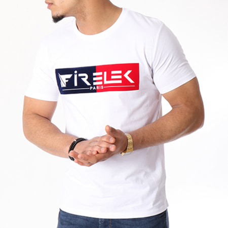 Firelek - Tee Shirt Logo Bicolore Feutrine Blanc Rouge Bleu Marine