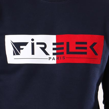Firelek - Sweat Crewneck Logo Bicolore Bleu Marine Rouge Blanc