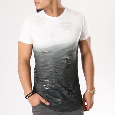John H - Tee Shirt Oversize 1829 Blanc Dégradé Noir