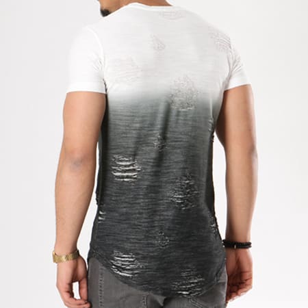 John H - Tee Shirt Oversize 1829 Blanc Dégradé Noir
