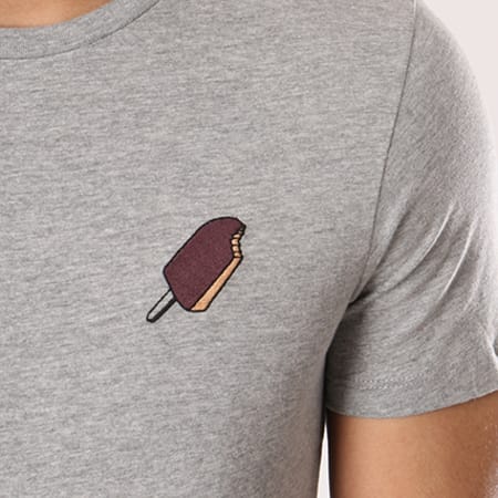 Produkt - Tee Shirt Auk Fun Badge Gris Chiné