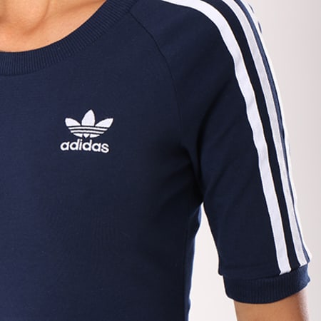 Adidas Originals - Robe Femme Bandes Brodées 3 Stripes CY4749 Bleu Marine Blanc 