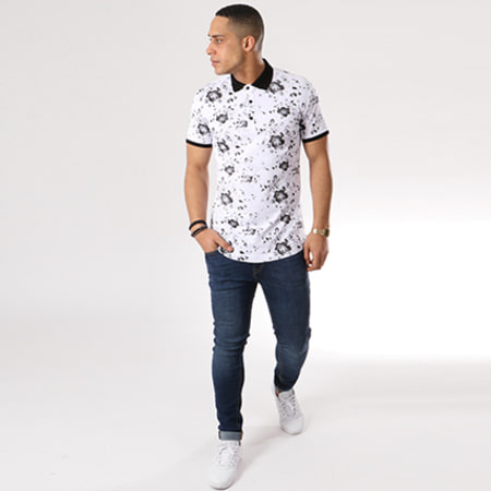 Ikao - Polo Manches Courtes F119 Floral Blanc
