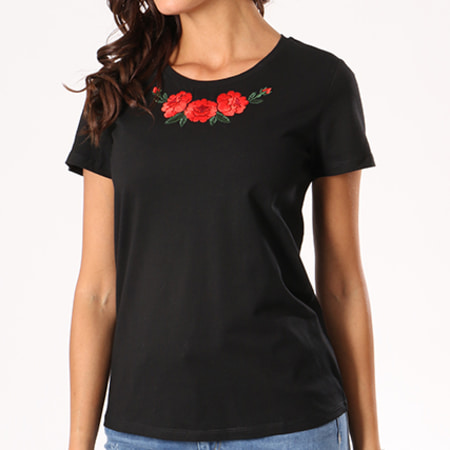 Girls Outfit - Tee Shirt Femme 9222 Noir Floral