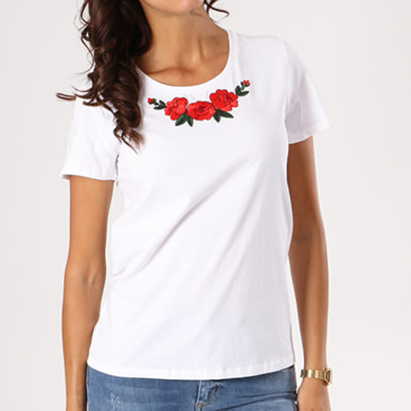 Girls Outfit - Tee Shirt Femme 9222 Blanc Floral